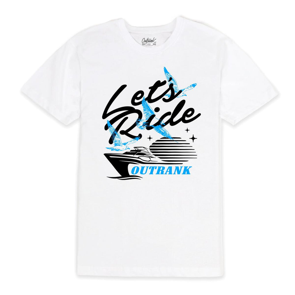 Outrank - T Shirt - Let's Ride - White / Blue