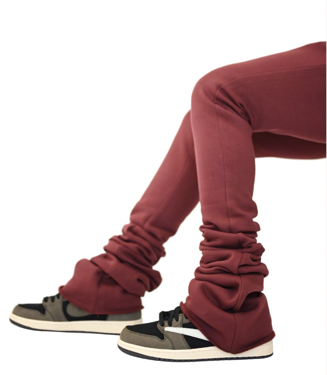 Doctrine - Stacked Sweat Pants - Burgundy