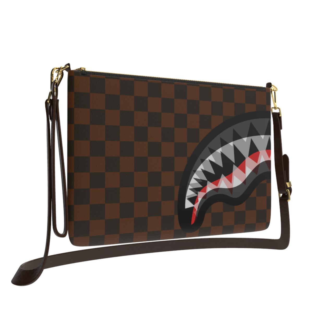 SPRAYGROUND SHARKS IN PARIS LENTICULAR CHOMP CROSSOVER CLUTCH W/ SHOUDLER STRAP