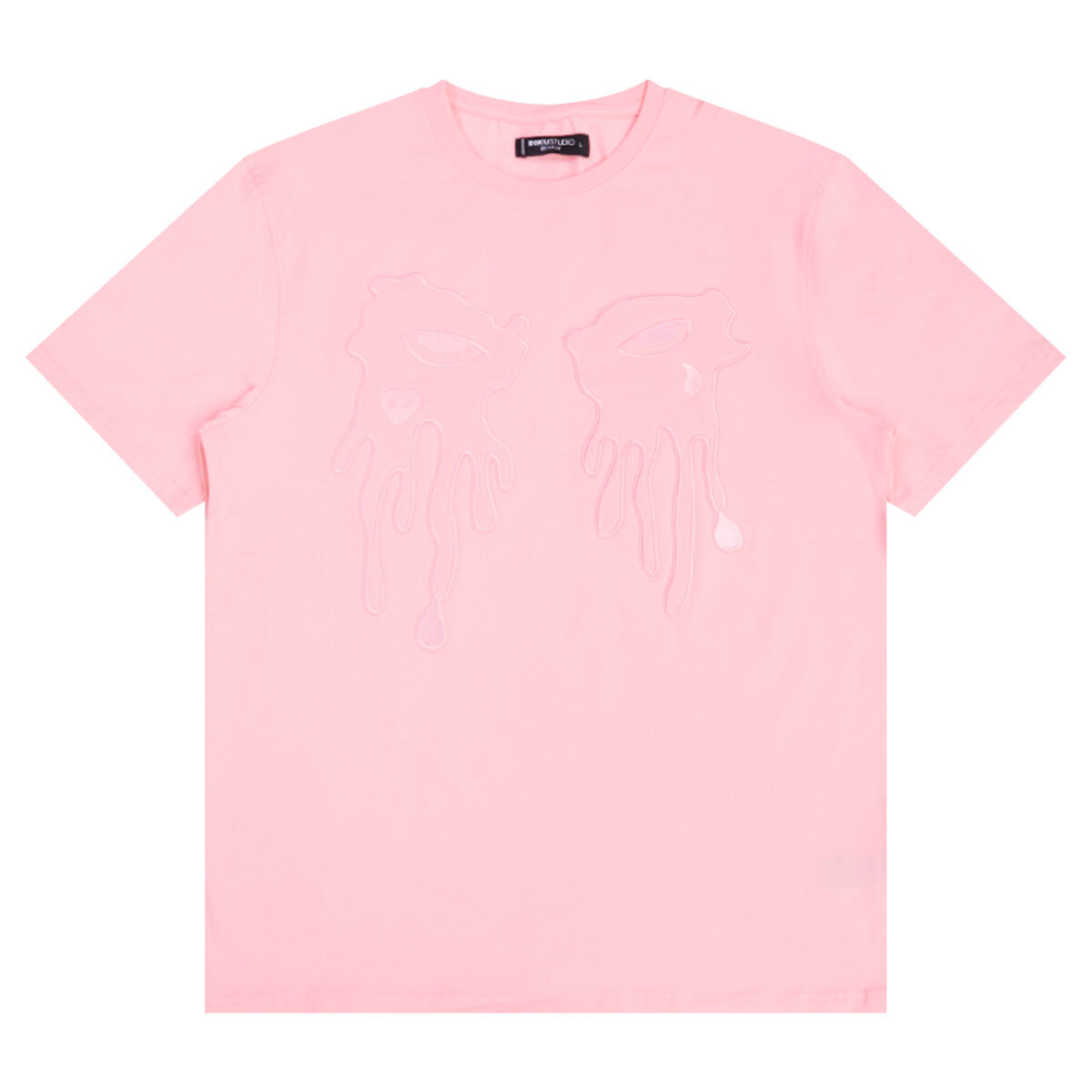 Pink Tone-On-Tone Tears Tee Side View