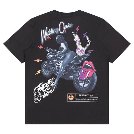 Rebel Mind Ride or Die Black Wedding Cake T-Shirt back view