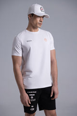 White Tee Shirt with Crew Neck - Side View