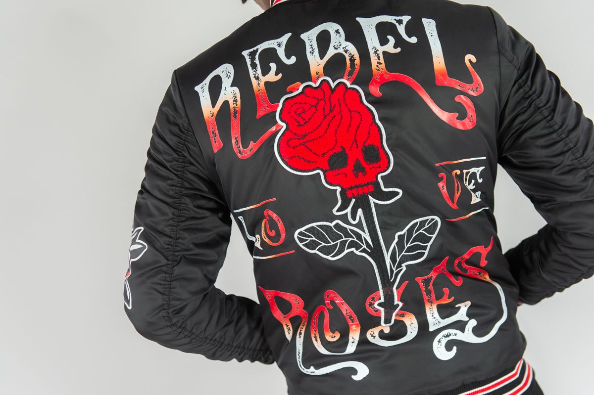 REBEL MINDS NYLON JACKET REBEL ROSES MULTI COLORS