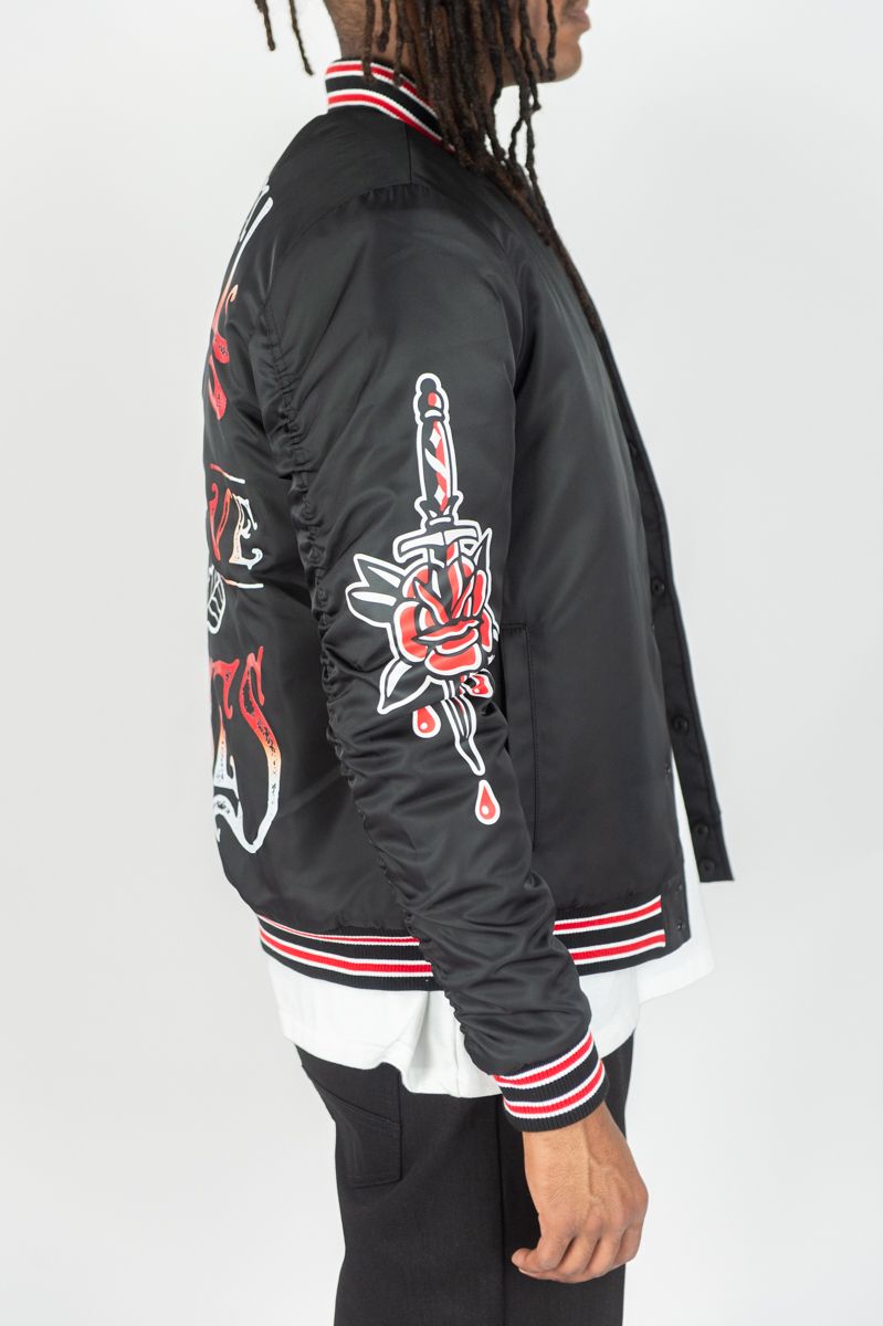 REBEL MINDS NYLON JACKET REBEL ROSES MULTI COLORS