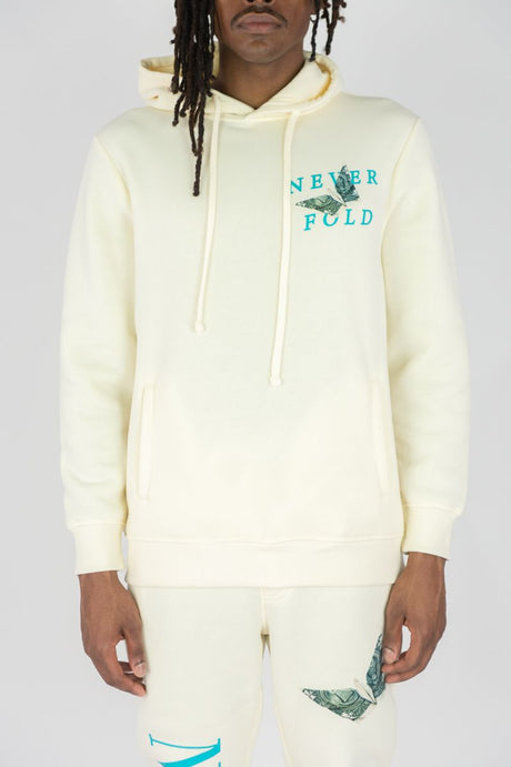 REBEL MINDS FLEECE HOODIE NEVER FOLD CREAM