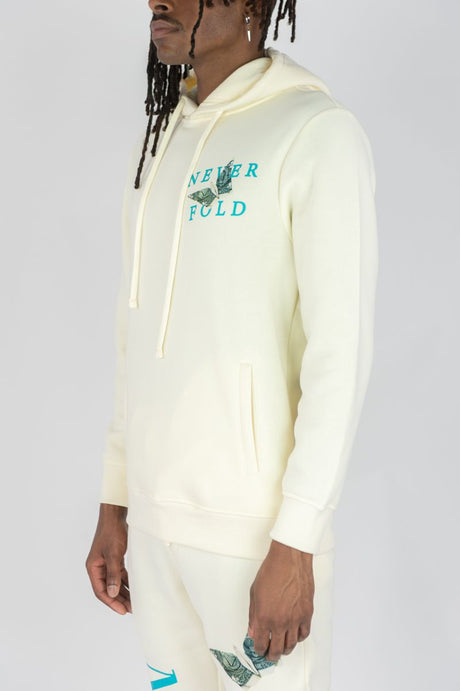 REBEL MINDS FLEECE HOODIE NEVER FOLD CREAM