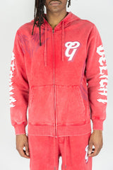 REBEL MINDS GHOST REBEL WASHED HOODIE RED