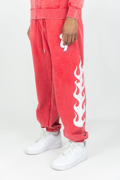 REBEL MINDS GHOST REBEL WASHED JOGGER PANTS RED