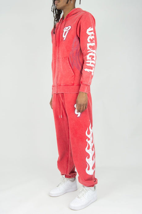 REBEL MINDS GHOST REBEL WASHED JOGGER PANTS RED