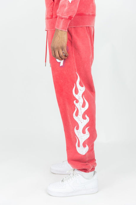 REBEL MINDS GHOST REBEL WASHED JOGGER PANTS RED