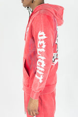 REBEL MINDS GHOST REBEL WASHED HOODIE RED