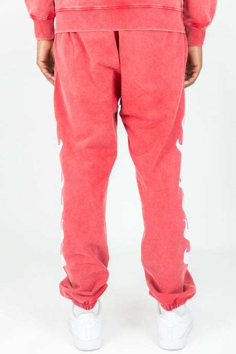 REBEL MINDS GHOST REBEL WASHED JOGGER PANTS RED