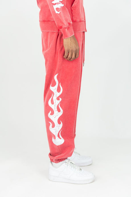 REBEL MINDS GHOST REBEL WASHED JOGGER PANTS RED