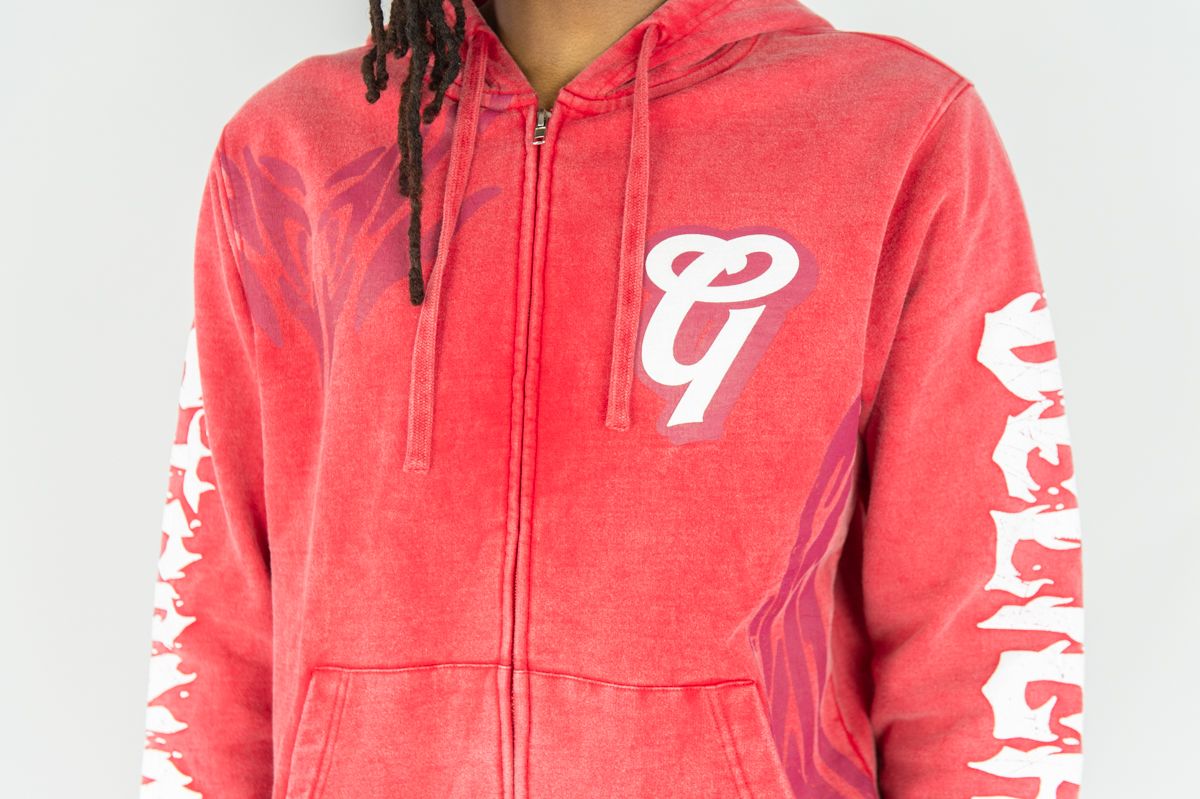 REBEL MINDS GHOST REBEL WASHED HOODIE RED