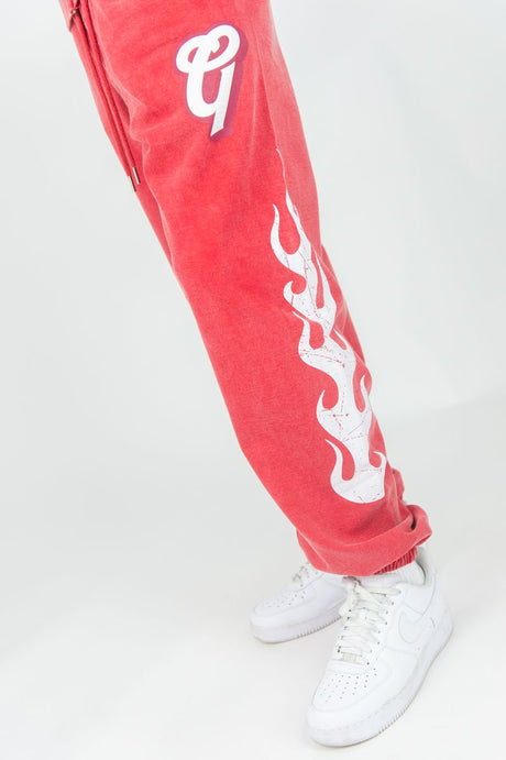 REBEL MINDS GHOST REBEL WASHED JOGGER PANTS RED