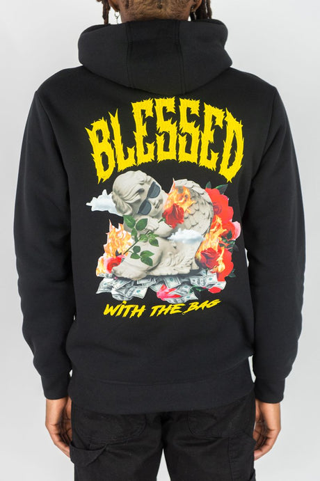 REBEL MINDS FLEECE HOODIE BLESSED BLACK