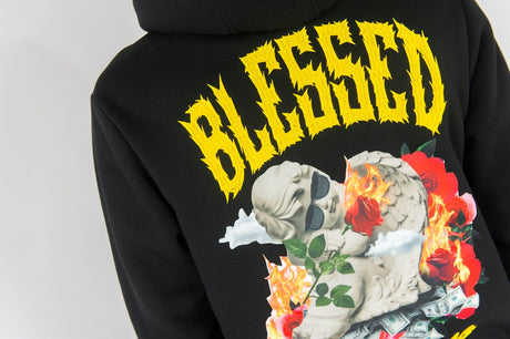 REBEL MINDS FLEECE HOODIE BLESSED BLACK