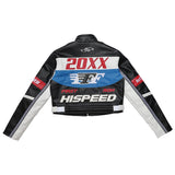 FIRST ROW CONTRAST MOTOR RACING LEATHER JACKET MULTI COLORS