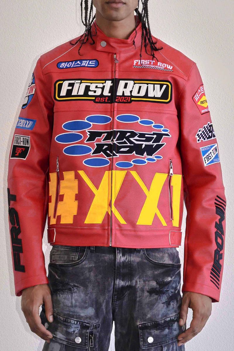 FIRST ROW MOTOR RACING LEATHER JACKET MULTI COLORS