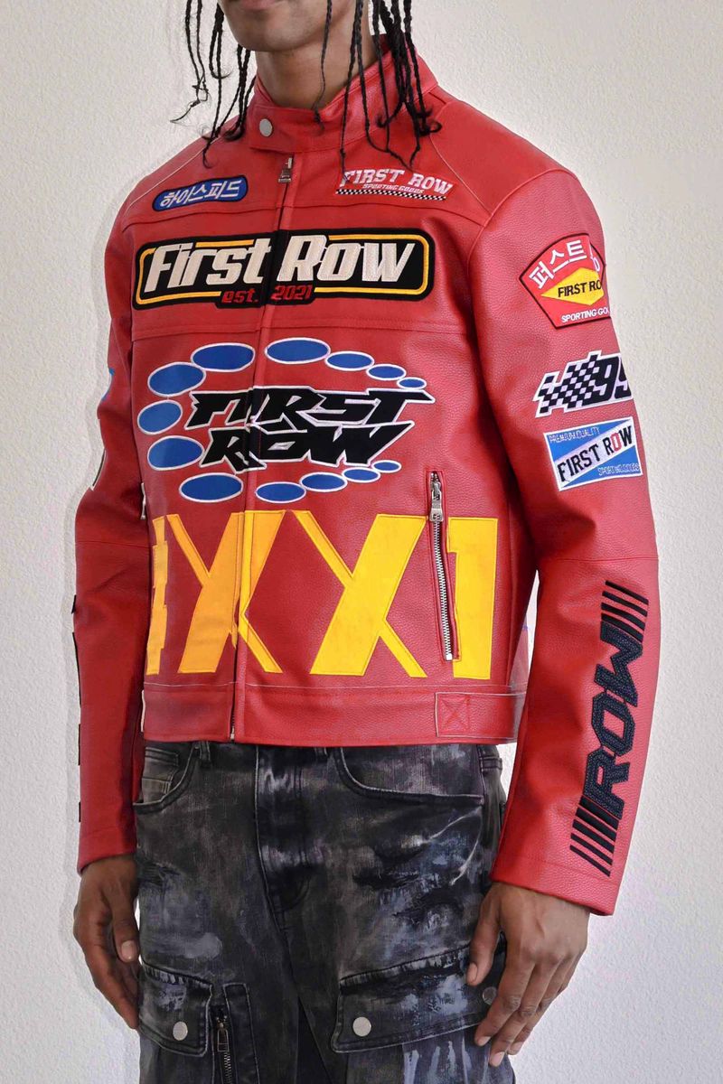 FIRST ROW MOTOR RACING LEATHER JACKET MULTI COLORS