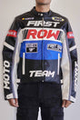 FIRST ROW CONTRAST MOTOR RACING LEATHER JACKET MULTI COLORS