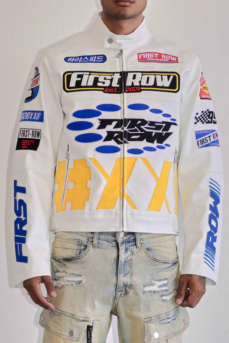 FIRST ROW MOTOR RACING LEATHER JACKET MULTI COLORS