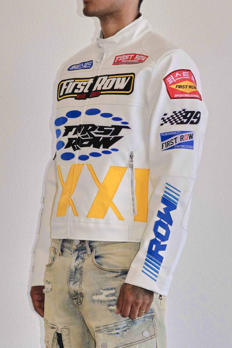 FIRST ROW MOTOR RACING LEATHER JACKET MULTI COLORS