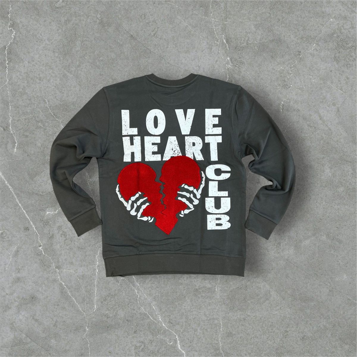 REELISTIK HEART CLUB CREW NECK SWEATSHIRT CHARCOAL