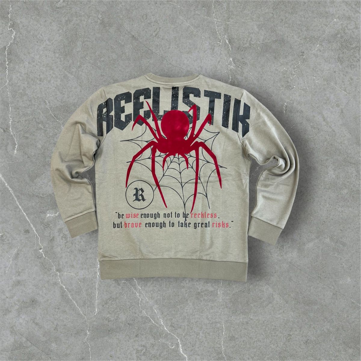 REELISTIK SPIDER CREW NECK SWEATSHIRT TAN GREEN