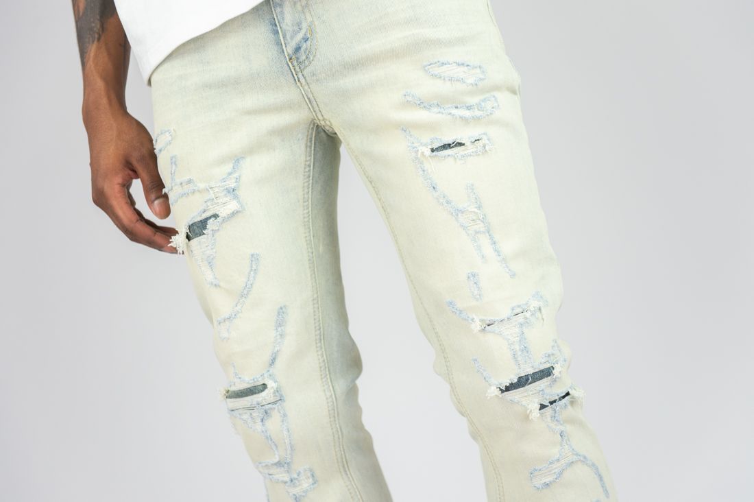 REBEL GRIMY JEANS STACKED LIGHT VINTAGE