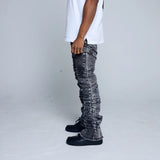 EV STACKED CROSS OVER DENIM JEANS BLACK WASH