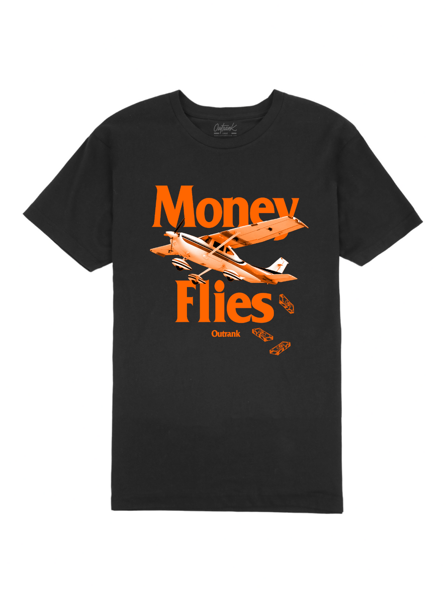 Outrank - T Shirt - Money Flies - Black / Orange