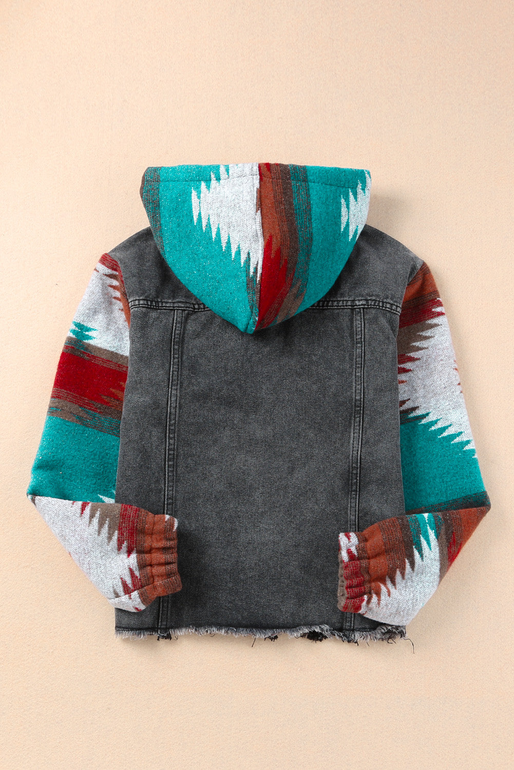 Drawstring Hooded Pocketed Denim Jacket MULTI COLORS