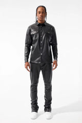 JORDAN CRAIG LEATHER ROSS STACKED - THRILLER PANTS BLACK