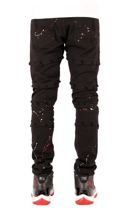 Focus Broken Heart Jeans Black / Red