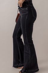 Button-Fly Flare Jeans with Pockets