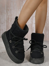 Lace-Up Round Toe Platform Boots