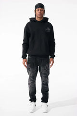 JORDAN CRAIG ETERNAL DARKNESS BLACK FLORAL EMBROIDERY HOODIE