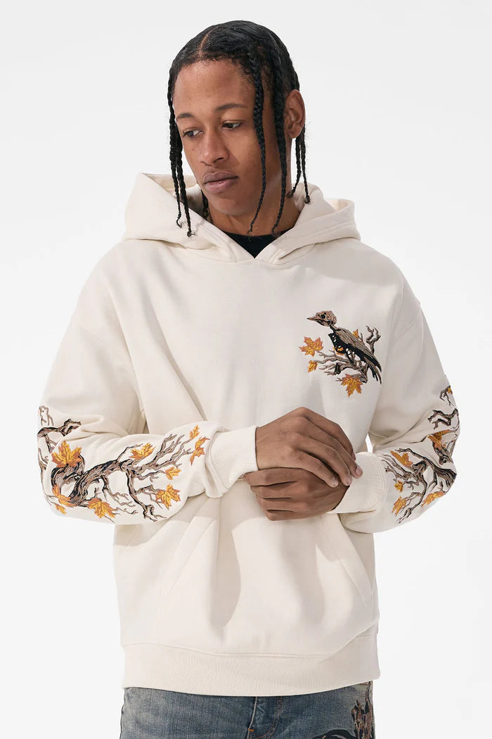 JORDAN CRAIG AVIARY FALL LEAVES EMBROIDERY HOODIE BONE