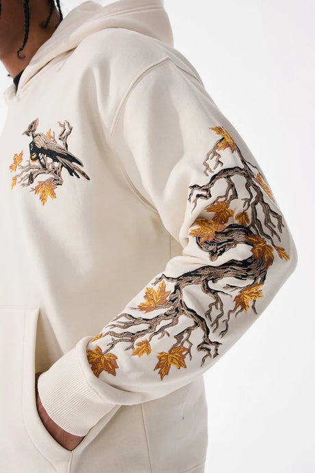 JORDAN CRAIG AVIARY FALL LEAVES EMBROIDERY HOODIE BONE