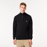 LACOSTE MEN’S HALF-ZIP WOOL SWEATER BLACK