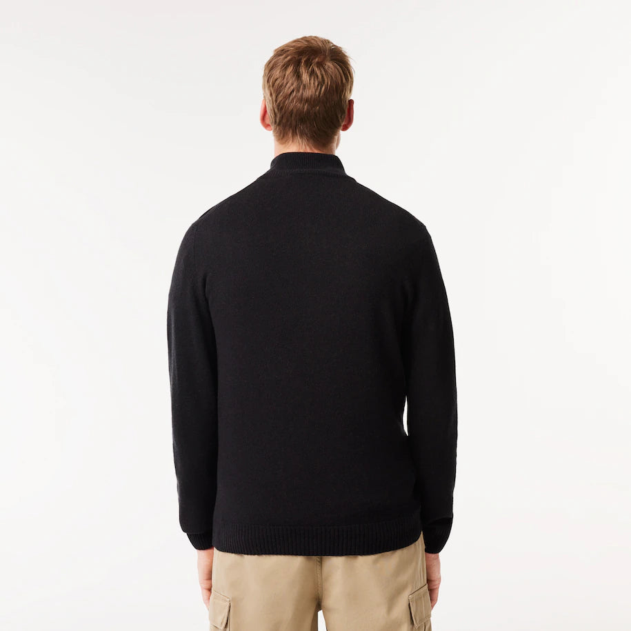 LACOSTE MEN’S HALF-ZIP WOOL SWEATER BLACK