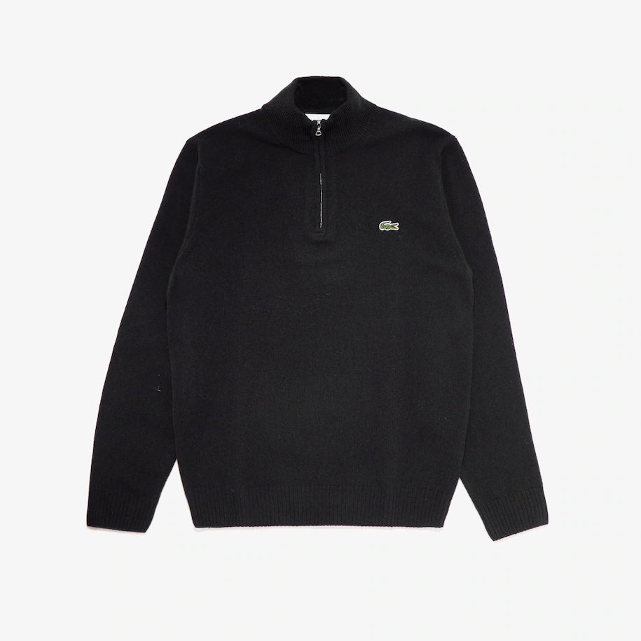 LACOSTE MEN’S HALF-ZIP WOOL SWEATER BLACK