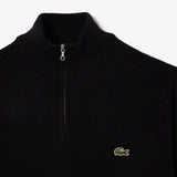 LACOSTE MEN’S HALF-ZIP WOOL SWEATER BLACK