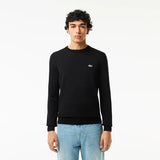 LACOSTE MEN'S ORGANIC COTTON CREW NECK SWEATER BLACK