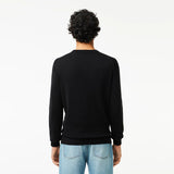 LACOSTE MEN'S ORGANIC COTTON CREW NECK SWEATER BLACK