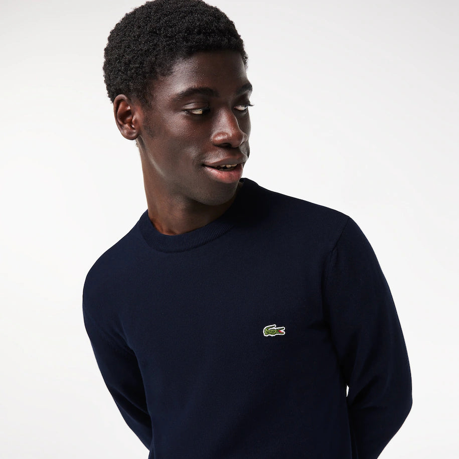 LACOSTE MEN'S ORGANIC COTTON CREW NECK SWEATER NAVY