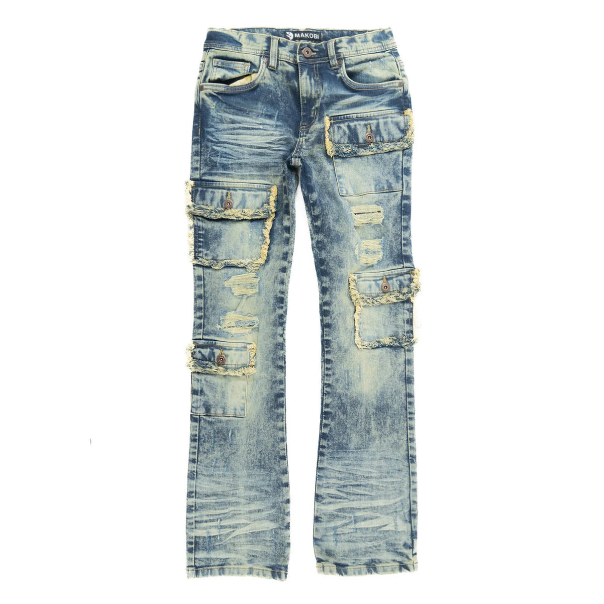 MAKOBI KIDS CESARE CARGO STACKED JEANS MULTI COLORS