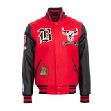 Pro Standard Chicago Bulls Pro Prep Rib Varsity Jacket - Red / Black