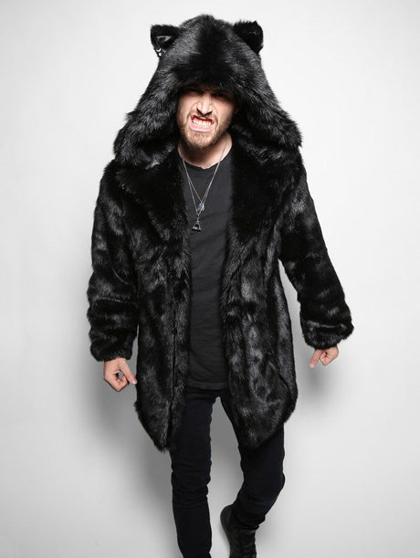 Classic Men's Faux Fur Coat | Black Panther